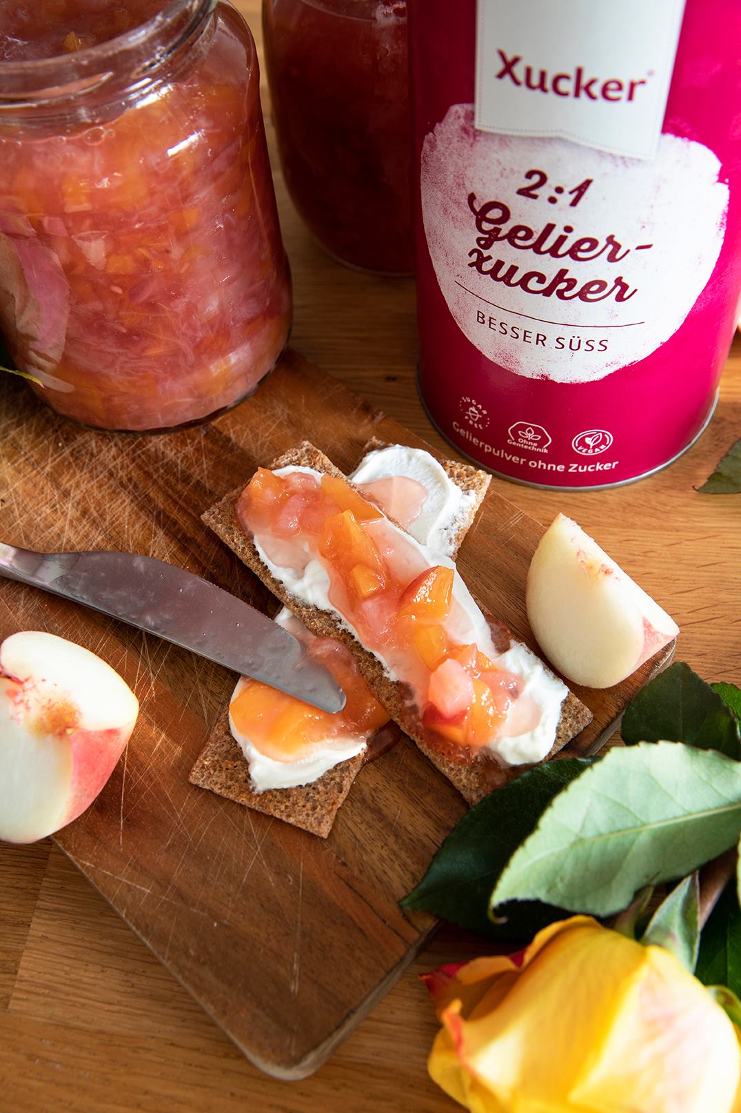 Peach jam with ginger and rose water