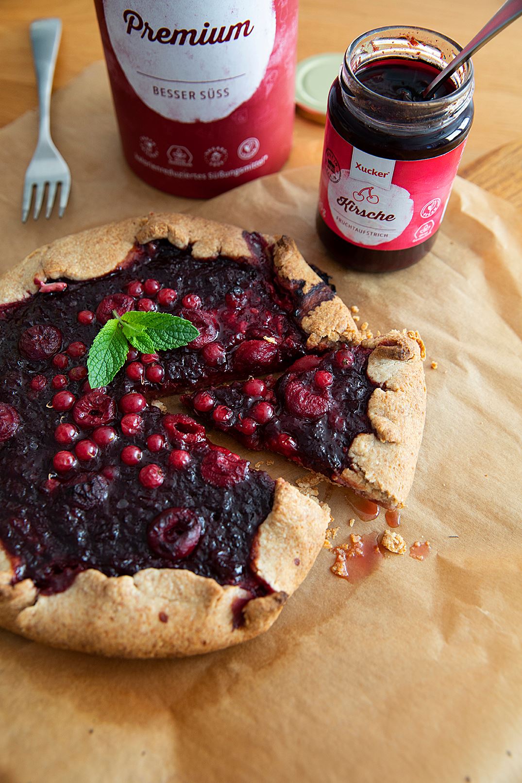 Sweet galette with cherries