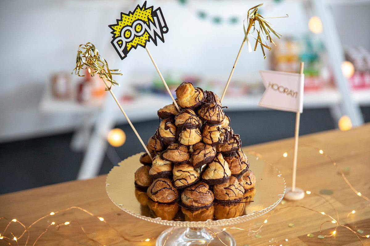 Whole grain cream puff tower for New Year's Eve