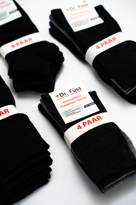 12 and 24 pack of Diabetic socks by Dr.Füss in 4 colors