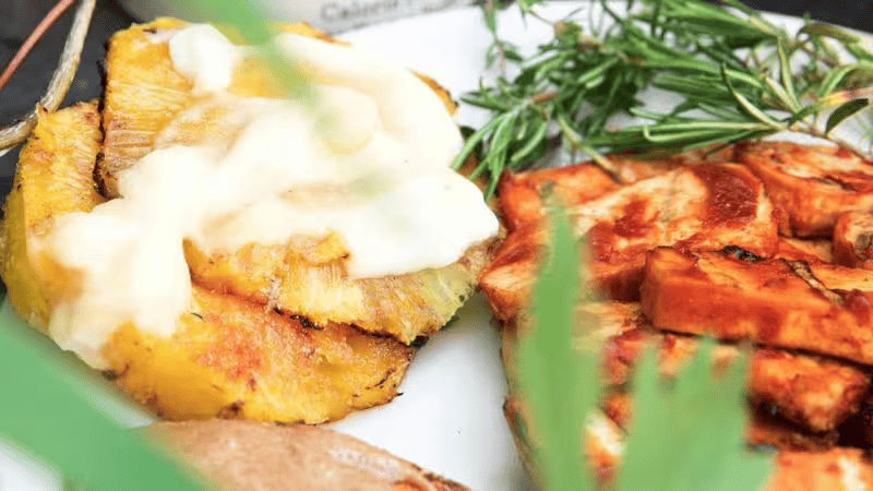 Sweet BBQ – Pina Colada pineapple and cinnamon sweet potatoes from the grill