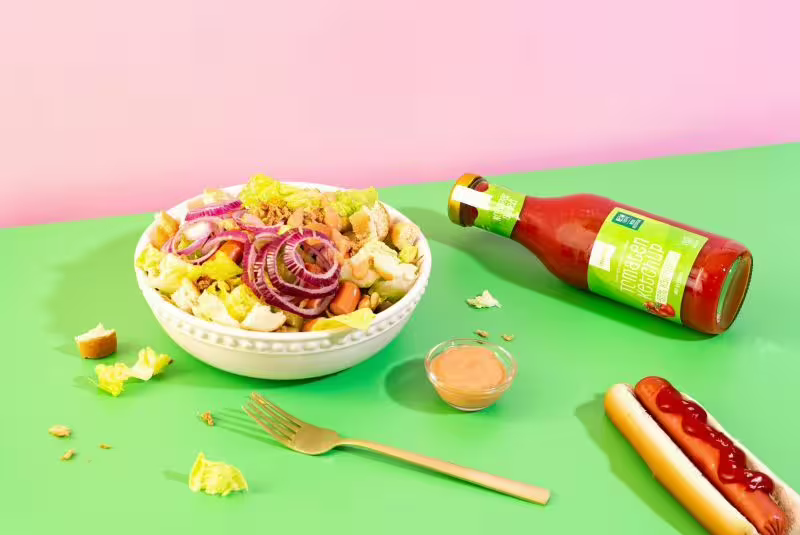 Vegan hot dog bowl