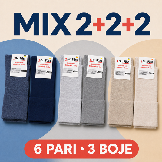 Dr. Füss Mix 2+2+2 — šest stvarnih pari u plavoj, sivoj i bež boji