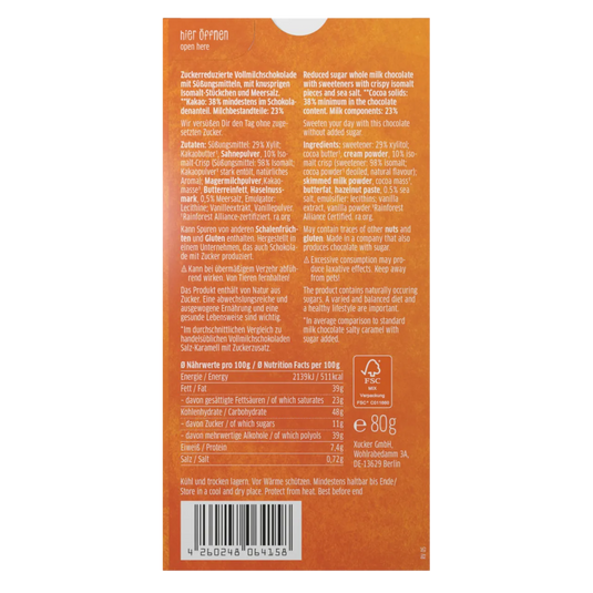 Xucker Milk Chocolate Salt Caramel with Xylitol