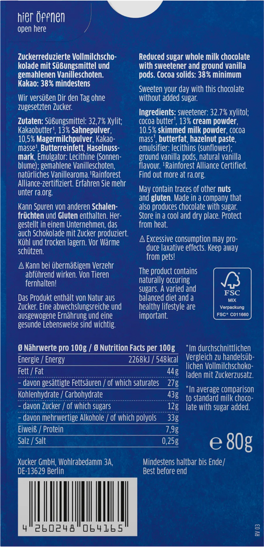 Xucker Milk chocolate with Xylitol